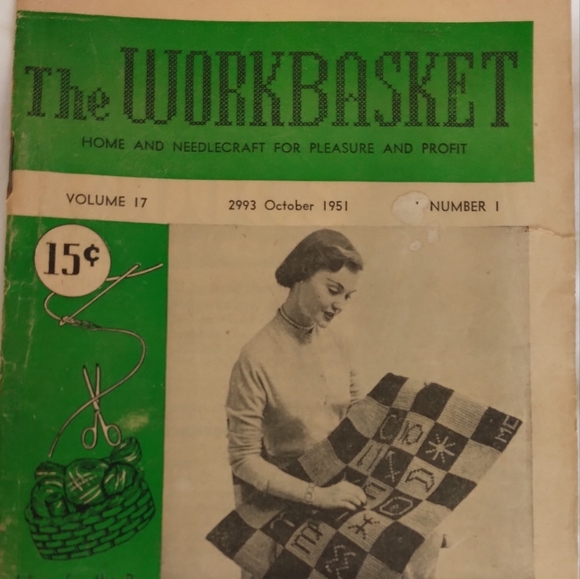 Vintage The Workbasket Magazine 1951 Patterns Recipes Ephemera Craft Crafting - Picture 6 of 11